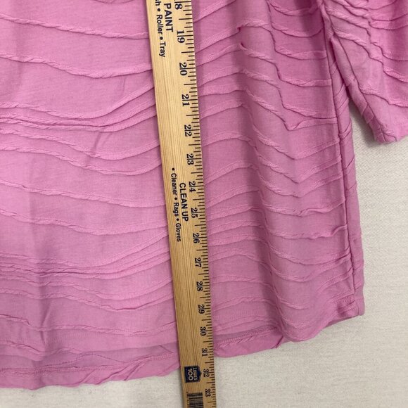 Chico's Pink Textured Stretch Round Neck 3/4 Sleeve Pullover Top XXL/4 - Picture 5 of 9